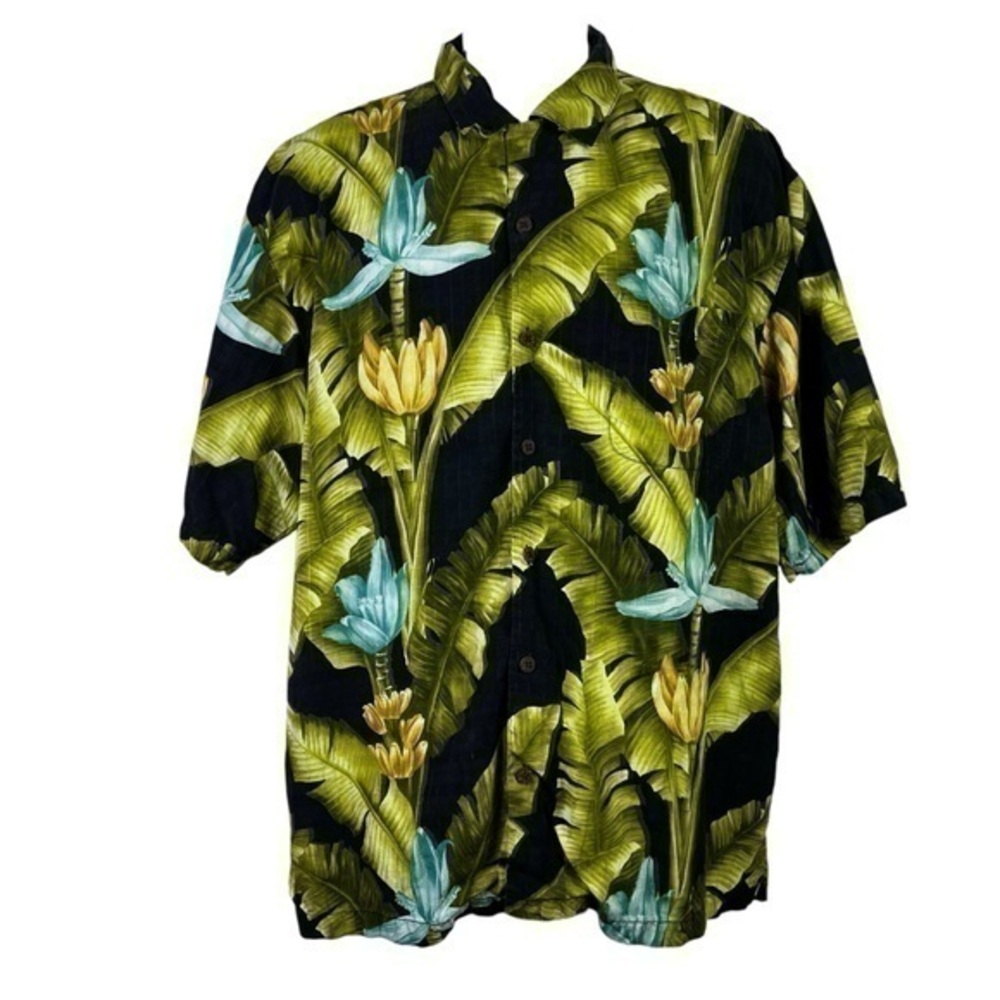 Tommy Bahama Mens Casual shirt Banana Tree Button down green black Size XL